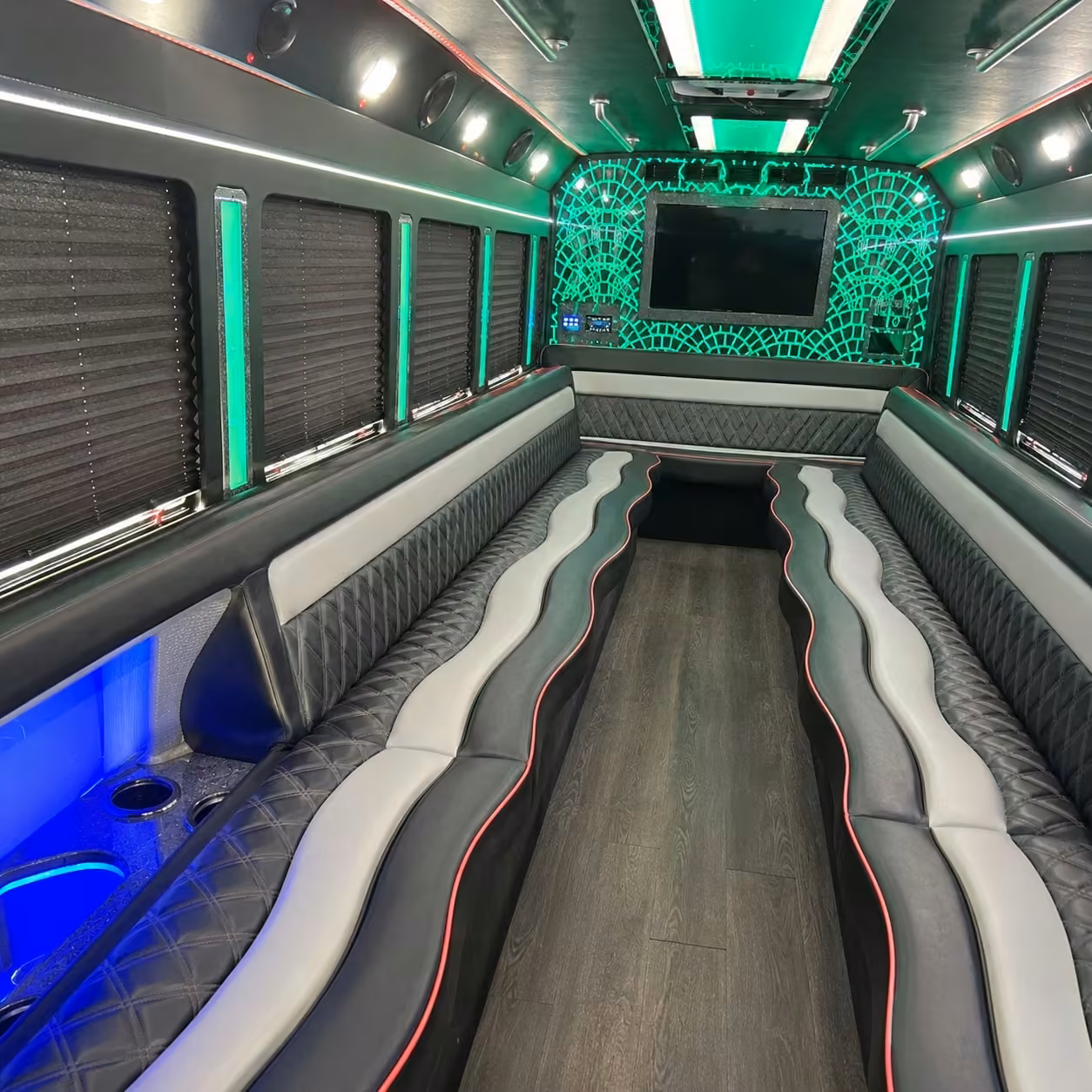 15 passenger party bus inside