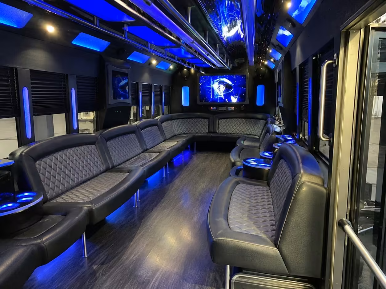 15 passenger party bus interior