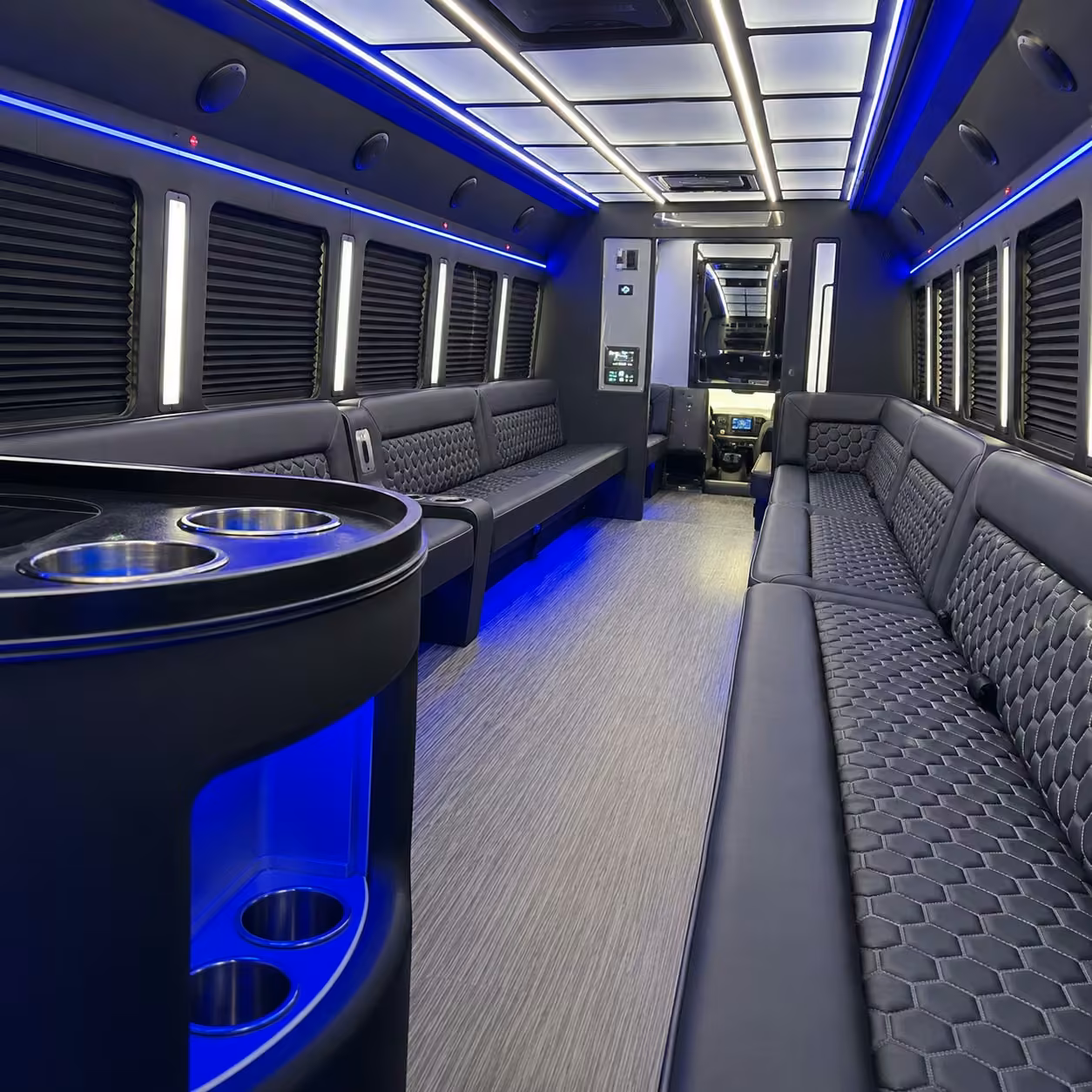 50 passenger party bus inside